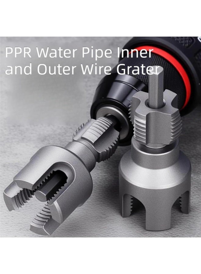 طقم أدوات تسنين مواسير PVC عدد 3 قطع بتصميم 2 في 1، مقاس 1/2 و3/4 بوصة لتسنين داخلي وخارجي مدمج، متوافق مع الدريل الكهربائي، مصنوع من سبائك فولاذ 40Cr لمواسير PPR وPVC والبلاستيك - Image 5